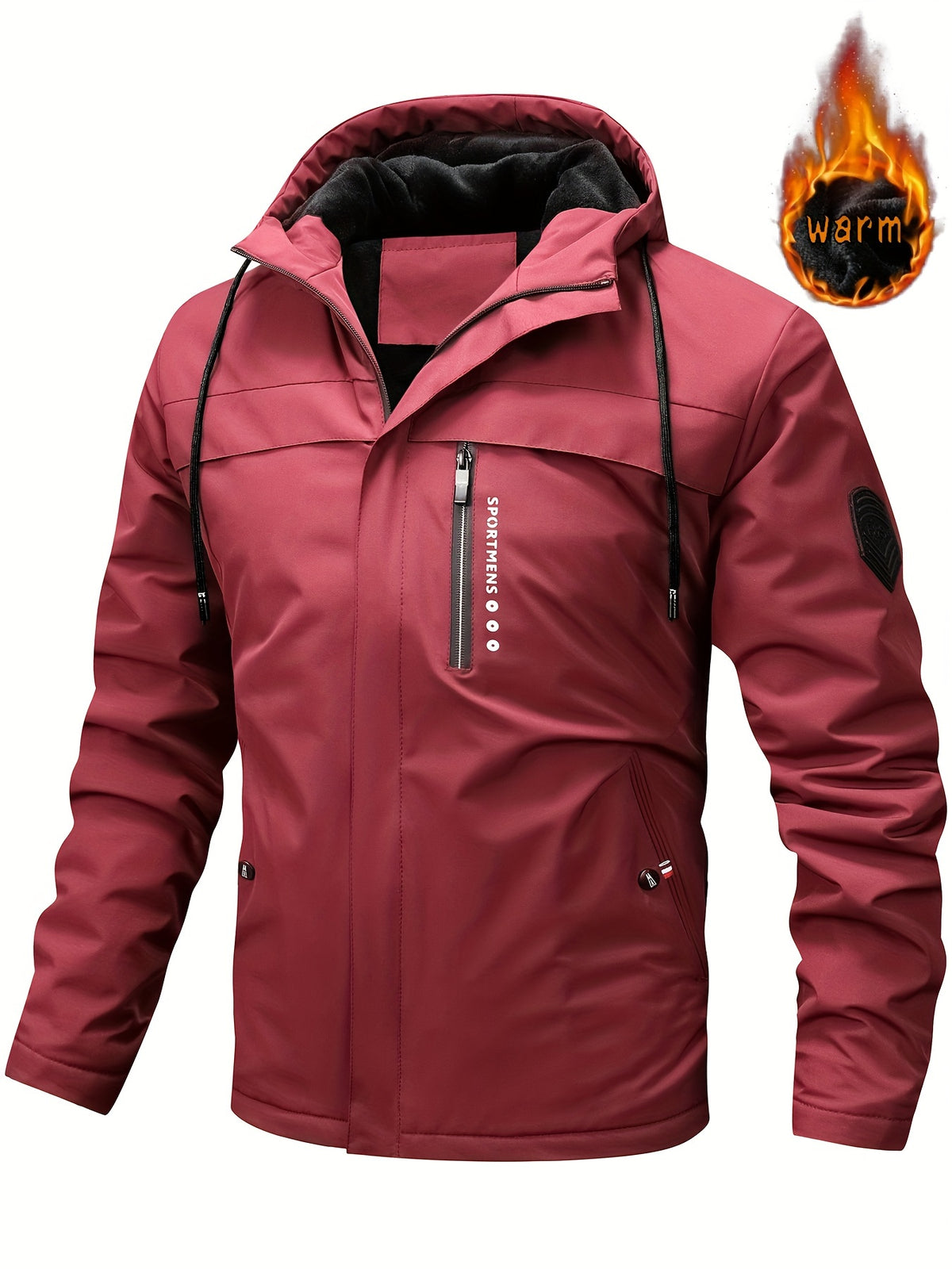 Chaqueta de lana para hombre con capucha – Chaqueta de invierno para actividades al aire libre – Chaqueta impermeable