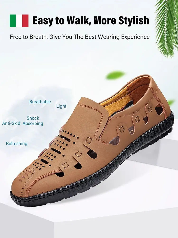 【39-44】 Zapatos casuales de verano para hombre en piel auténtica con aberturas