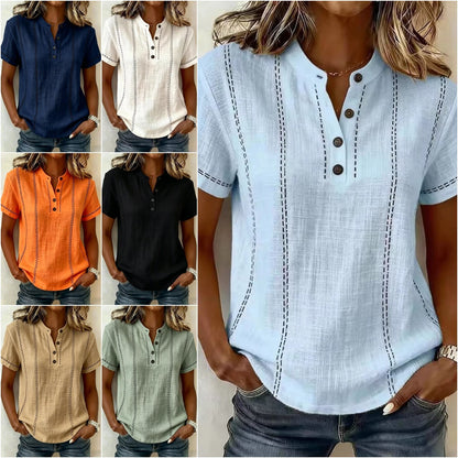 ⏳ ¡Oferta por tiempo limitado! ⏰【S-3XL】Nueva camisa casual de manga corta para mujer, de algodón y lino