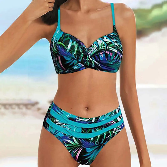 【S-5XL]Nuevo bikini deportivo estampado de talla grande para 2026