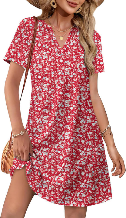 👗【50% de descuento por tiempo limitado】【S-3XL】Nuevo vestido informal de verano, diseño estampado, escote en V, corte ajustado.