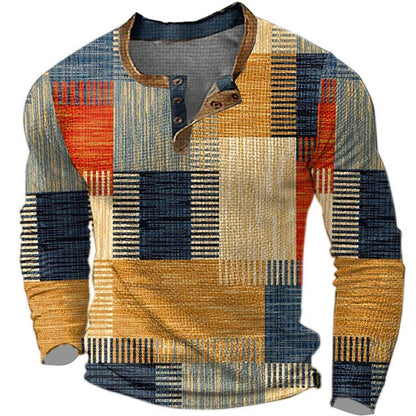 🎁😍[Oferta por tiempo limitado] 👔[S-4XL] Camiseta estampada de manga larga para hombre