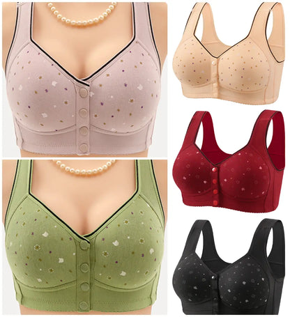 😍【Pack de 3】Sujetador para mujer sin aros y con cierre frontal 【40-120 kg】❤️Cómodo, antibacteriano y de algodón natural