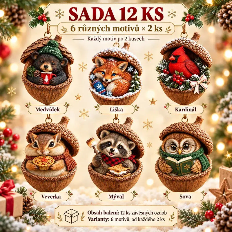 🎉【Αγοράστε 6 και πάρτε 6 δωρεάν】🤩 🎁Ολοκαίνουργιο 2D ακρυλικό χριστουγεννιάτικο σχέδιο: Σχέδιο ζώων σε σχήμα κουκουναριού