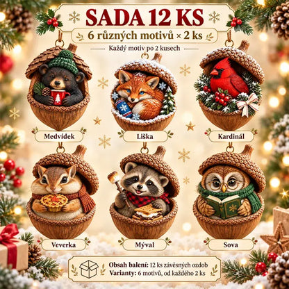 🎉【Αγοράστε 6 και πάρτε 6 δωρεάν】🤩 🎁Ολοκαίνουργιο 2D ακρυλικό χριστουγεννιάτικο σχέδιο: Σχέδιο ζώων σε σχήμα κουκουναριού