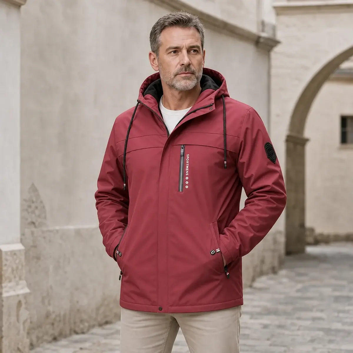 🧥🔥【XS-XL】Chaqueta con capucha de forro polar cálido para hombre Chaqueta de invierno al aire libre Chaqueta impermeable