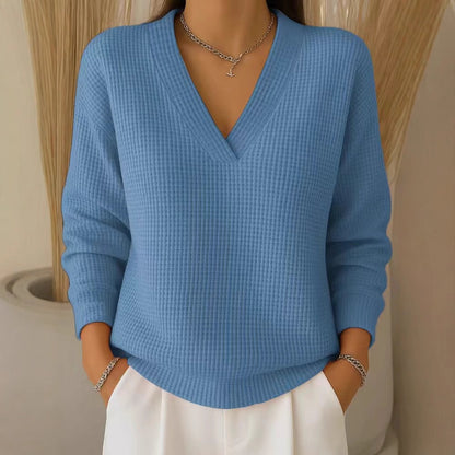 🔥Oferta especial de otoño【S-3XL】Top de punto con cuello en V elegante y cómodo para mujer 2026