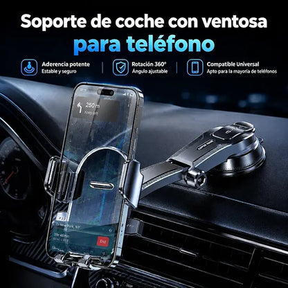 🚗📱 Soporte de Móvil para Coche con Doble Ventosa | 400× Más Estable, Fijación Segura y Cierre Automático