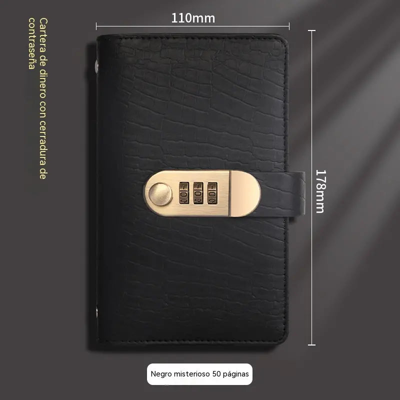 📓💰🔐Se utiliza una libreta protegida con contraseña para guardar cheques, dinero en efectivo, tarjetas bancarias y diversos comprobantes.