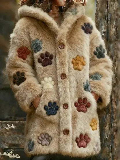 🔥🐾【descuento por tiempo limitado -50%】 Abrigo con capucha para mujer, elegante y adorable, con estampado de animales, ideal para otoño e invierno 🧥✨-E