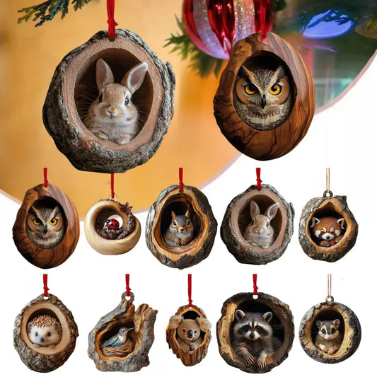 [Set de 10 piezas] 🎄 Adornos navideños con figuras de animales — Adornos colgantes de animales