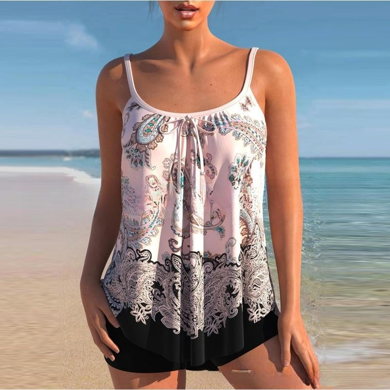 🌈🌴✨【S-4XL】Nuevo traje de baño de dos piezas estampado de tallas grandes 2026