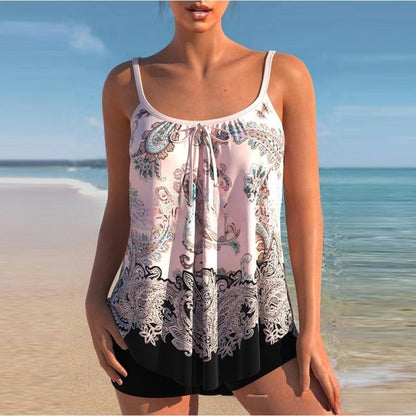 🌈🌴✨【S-4XL】Nuevo traje de baño de dos piezas estampado de tallas grandes 2026