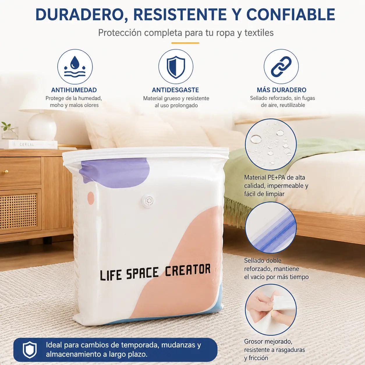 👕📦【5 piezas29 euros】Bolsas de compresión para guardar ropa, no requieren vacío, diseño reforzado.