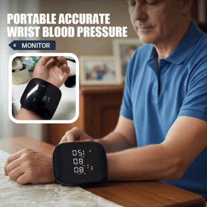 👴🩺 Tensiómetro de muñeca recargable de grado médico con precisas indicaciones por voz: un dispositivo para medir la presión arterial en casa, pensado para personas mayores.