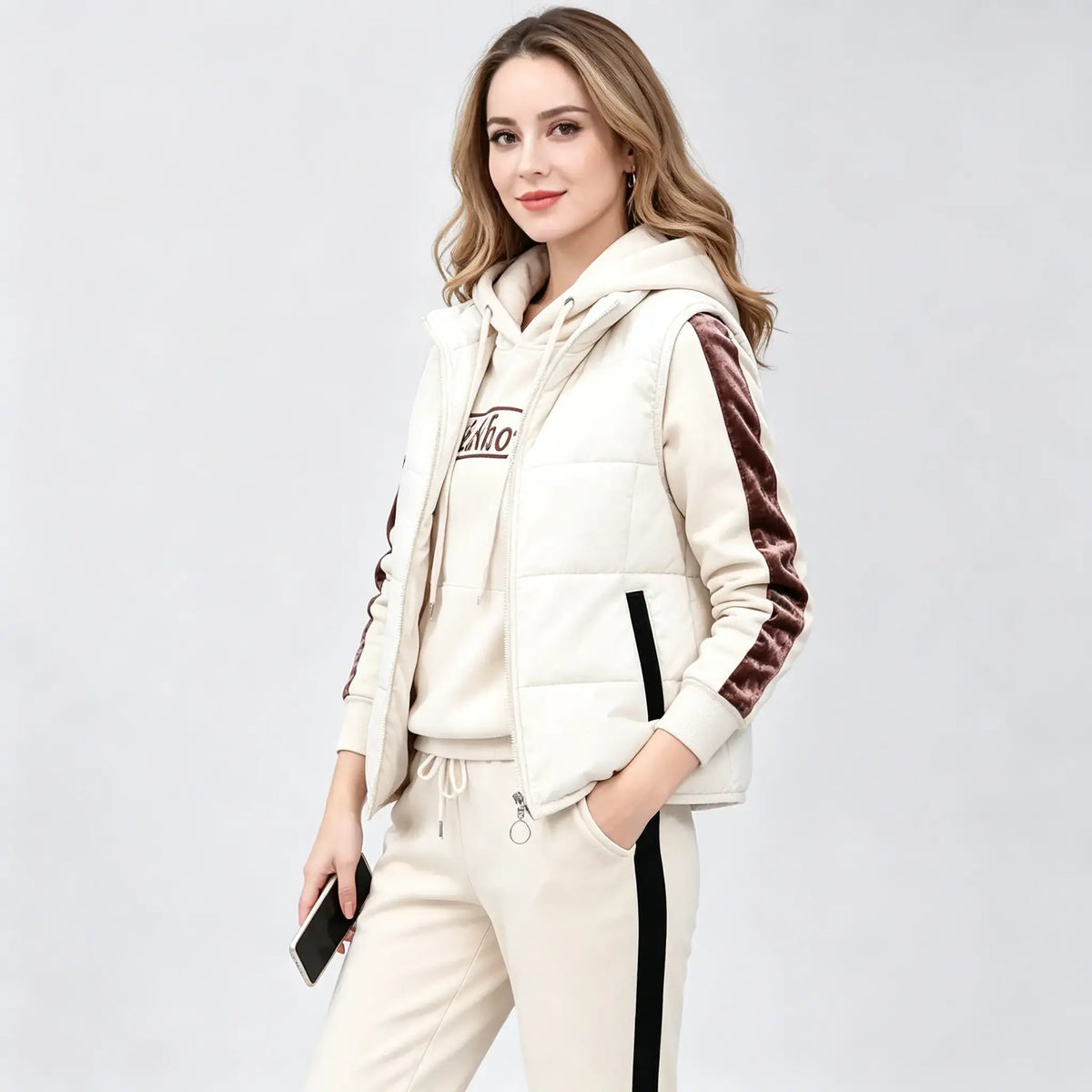 🔥🔥Elegante conjunto cálido de 3 piezas para otoño e invierno【Top + Chaleco + Pantalones】
