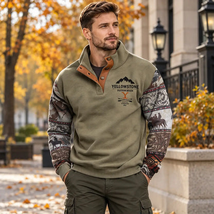 【50% de descuento】【S-3XL】Sudadera informal retro estampada para hombre, nueva colección otoño/invierno 2026