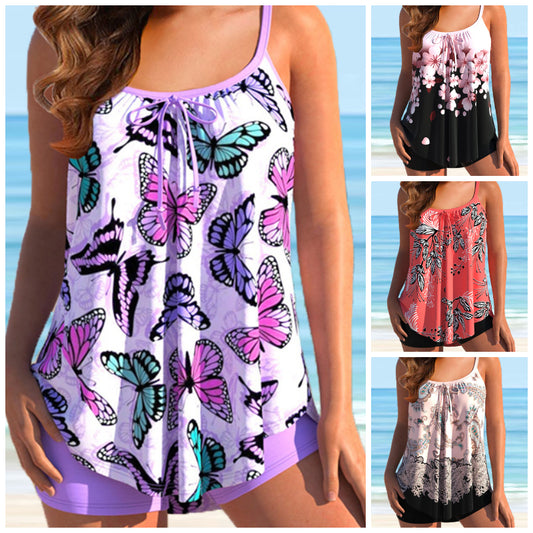🌈🌴✨【S-4XL】Nuevo traje de baño de dos piezas estampado de tallas grandes 2026