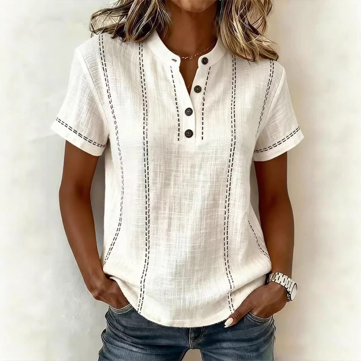 ⏳ ¡Oferta por tiempo limitado! ⏰【S-3XL】Nueva camisa casual de manga corta para mujer, de algodón y lino