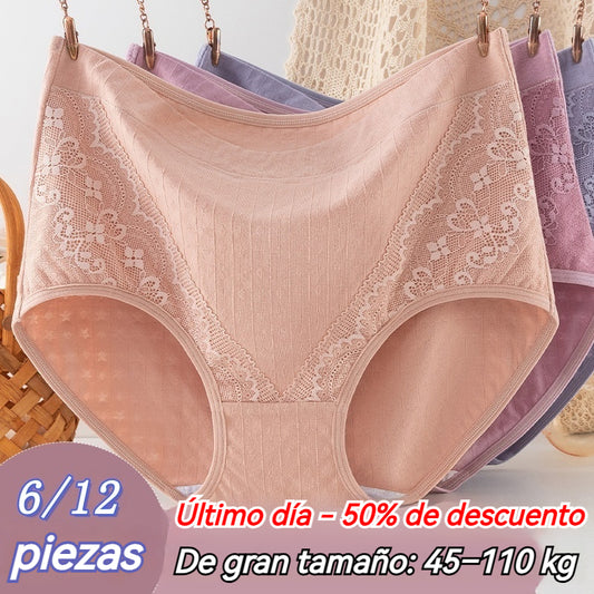 🔥🩲【6 piezas】Último día - 50% de descuento - Braguitas antibacterianas de cintura alta para control de abdomen