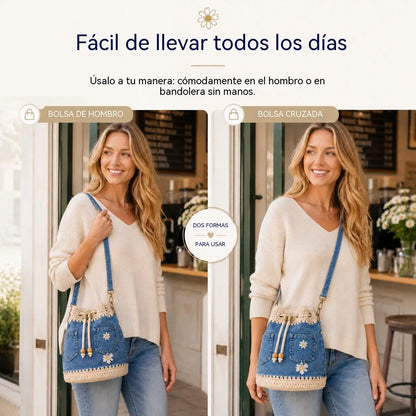 Bolso de mezclilla trenzada estilo boho que complementará cualquier atuendo ✨