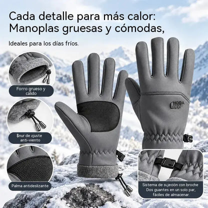 Guantes de invierno para hombre, impermeables y cortavientos · Forrados con tejido polar · Totalmente compatibles con pantallas táctiles · Palma antideslizante · ¡Ideales para ciclismo, esquí y senderismo!