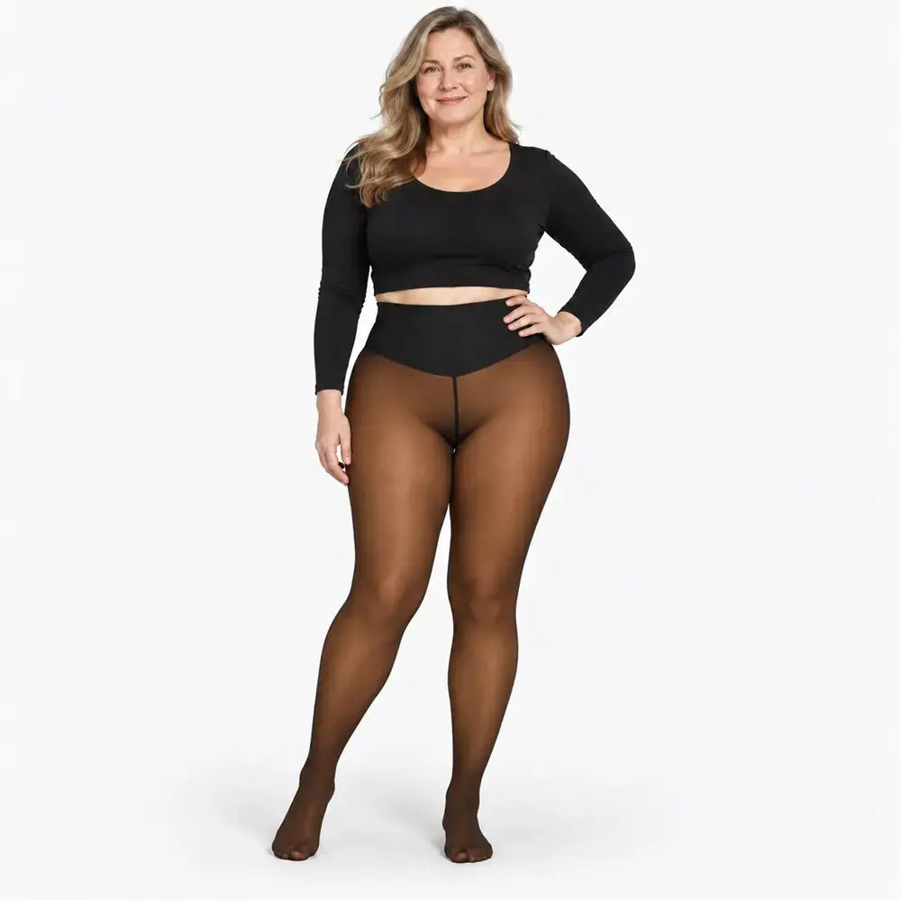 ✨【XS-3XL / 4 colores】 Leggings con forro polar y efecto semitransparente; diseño con una única costura en la parte delantera y trasera. Son leggings semitransparentes que funcionan como capa base.