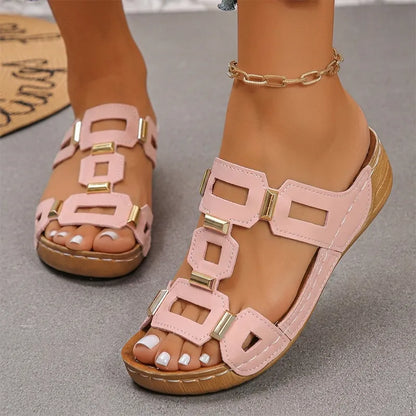 👡【Cómodas, camina sin cansarte】Sandalias retro de plataforma con tacón de cuña (ortopédicas)