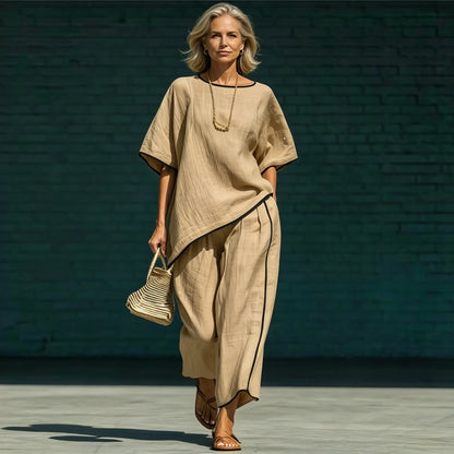 🔥Conjunto informal de verano de 2 piezas: material ultratranspirable, corte holgado que absorbe el sudor, tallas S-5XL.