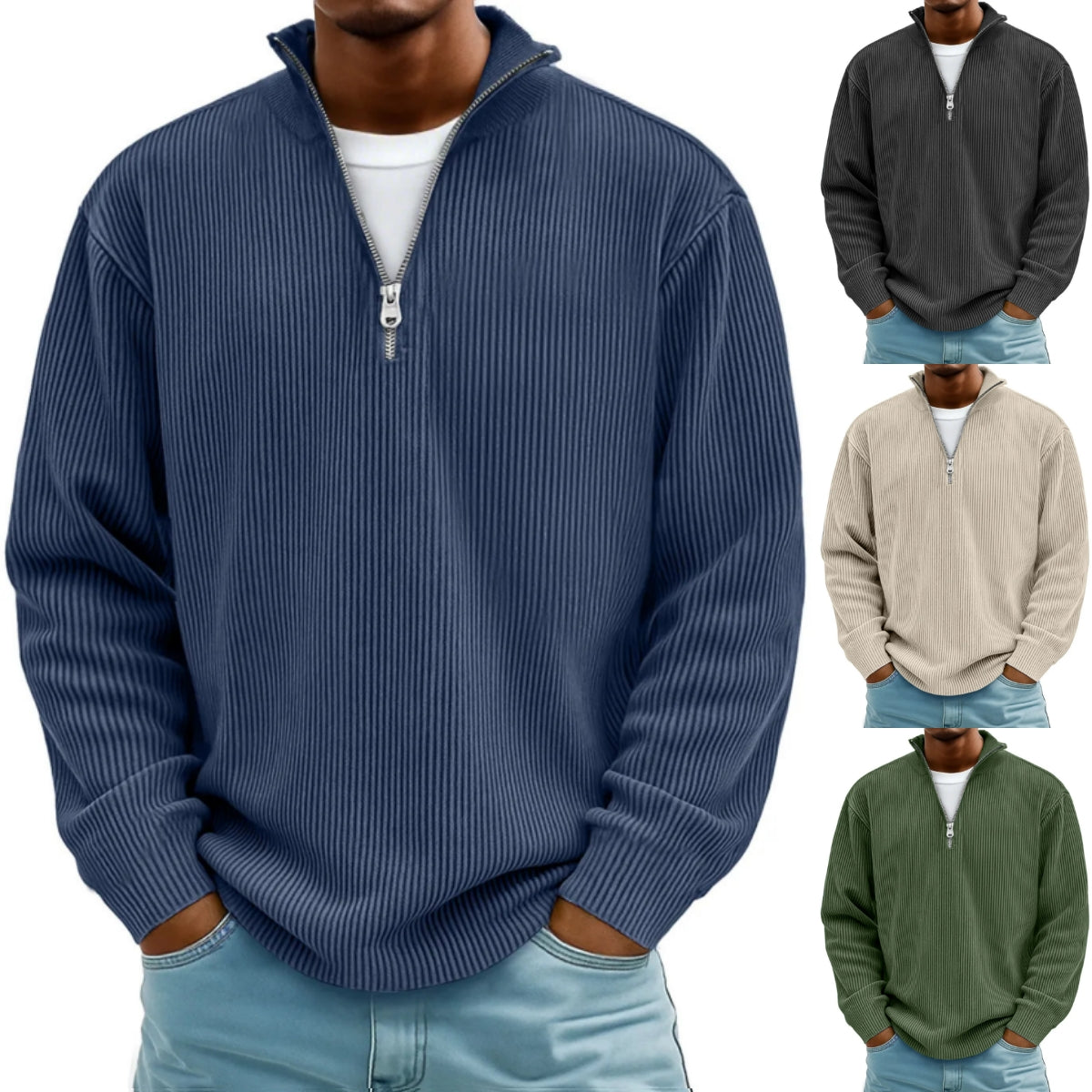 🔥【S-5XL】Νέο ανδρικό φούτερ με όρθιο γιακά, άνετο για φθινόπωρο και χειμώνα