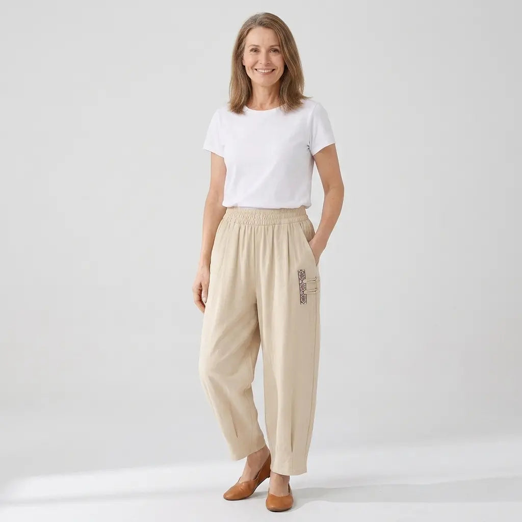 🔥【50% de descuento】🔥【M–4XL】 👖 Pantalones de verano ligeros y transpirables de algodón y lino - pantalones modernos e informales hasta el tobillo