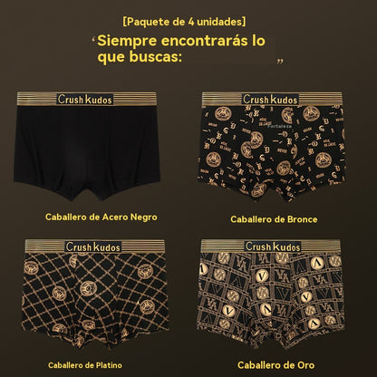🔥【Compre 2 y obtenga 2 gratis】🚹✅💥【40-140 kg】Ropa interior de seda de hielo transpirable para hombre, ropa interior cómoda sin costuras, talla grande, estampado de moda