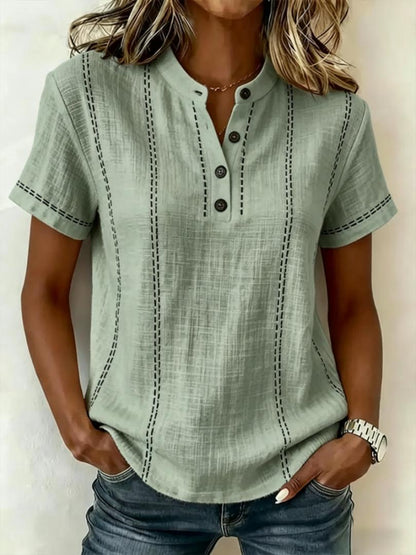 ⏳ ¡Oferta por tiempo limitado! ⏰【S-3XL】Nueva camisa casual de manga corta para mujer, de algodón y lino