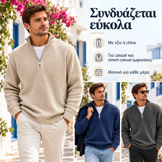 🔥【S-5XL】Νέο ανδρικό φούτερ με όρθιο γιακά, άνετο για φθινόπωρο και χειμώνα