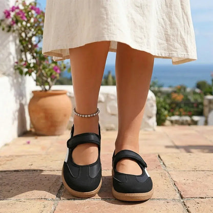 【36-42】Zapatillas planas informales de estilo retro para mujer con diseño de bloques de color.