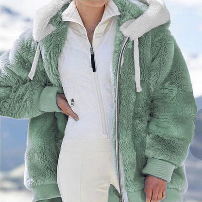 ☃️Limitovaná sleva 39%❄️【S-5XL】Dámská bunda 2026 s kontrastními pruhy z hustého plyše