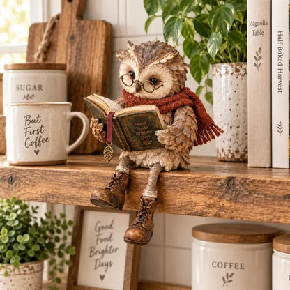 💥 Sleva 50 % po omezenou dobu! 🦉 Rozkošná figurka sovy, která čte