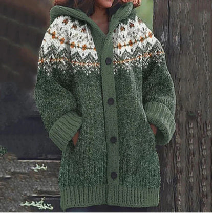 🔥🔥【S–5XL】✨ Nueva chaqueta de punto con capucha y diseño colorido para otoño/invierno