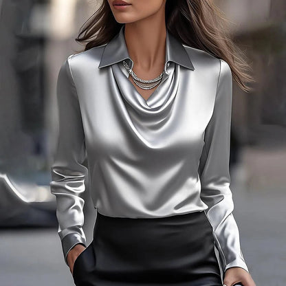 ✨【50% de descuento por tiempo limitado】【S-3XL】【40-100 kg】Elegante camisa estampada de mujer con cuello