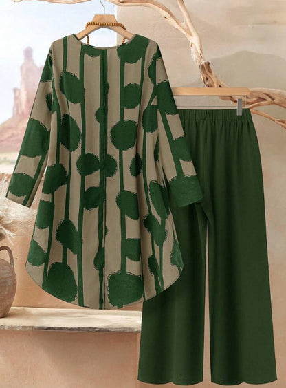 ⏳Oferta por tiempo limitado⏰【50-120 kg】👚Traje casual holgado de mujer con estampado de lunares