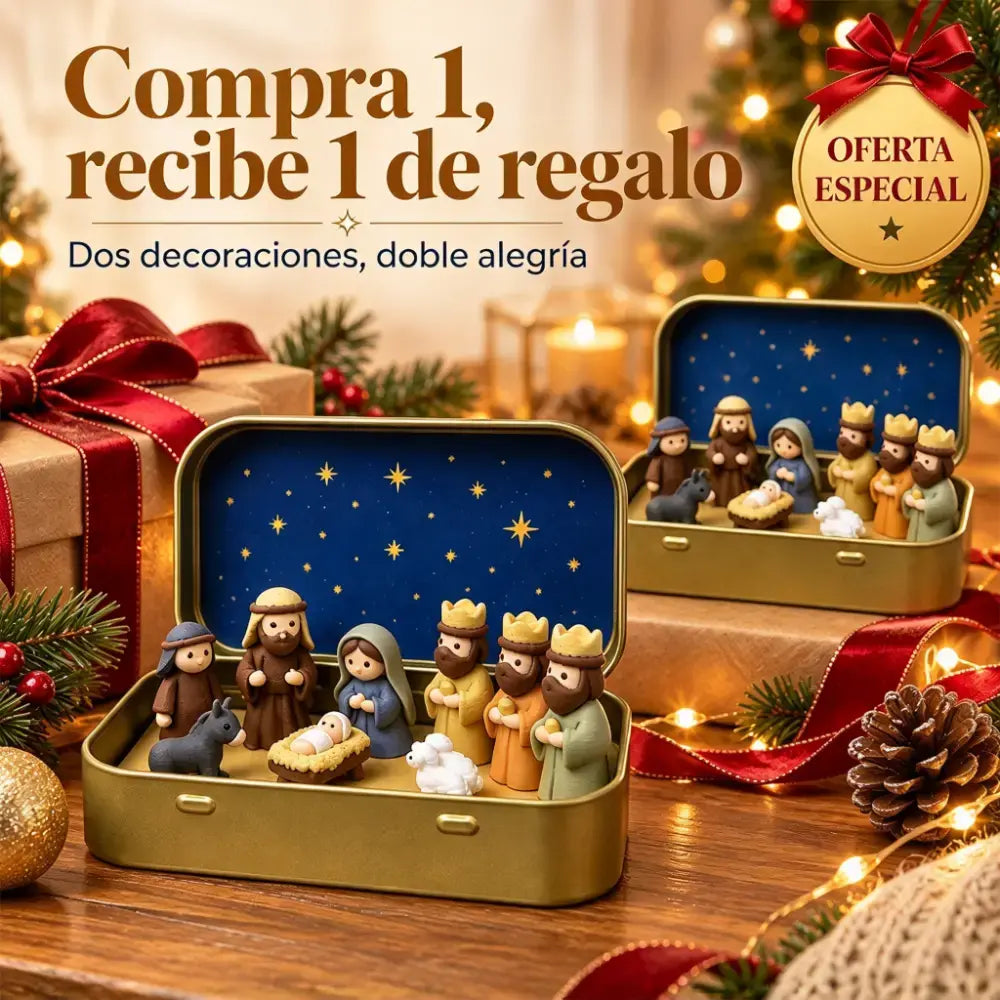 🔥Compra 1 y llévate 1 gratis🔥🔥 Último día: 50 % de descuento - ✝️ Mini juego de belén religioso de bolsillo con caja de almacenamiento