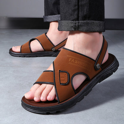 🐂【38-47】Nuevas sandalias de playa de cuero con suela gruesa para hombre