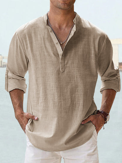 💥【S-5XL】Camisa de manga larga para hombre de algodón y lino.