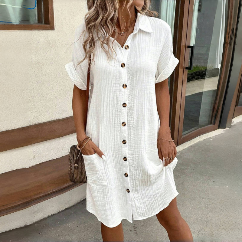 🎁 Šaty z bavlny a bavlny s krátkým rukávem, lehké a prodyšné