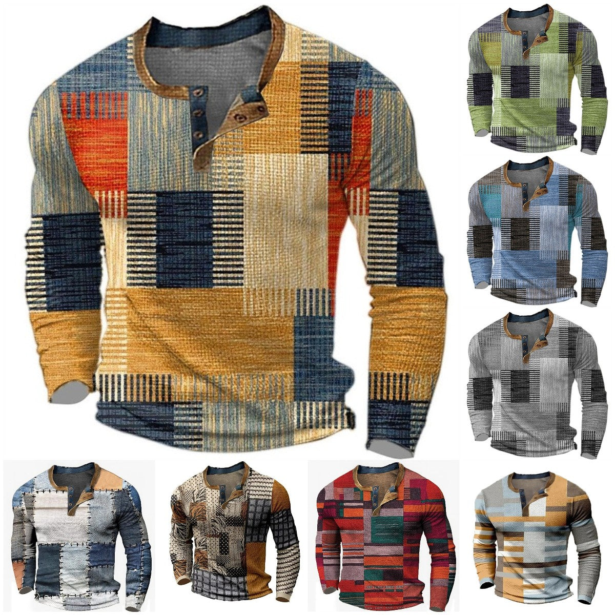🎁😍[Oferta por tiempo limitado] 👔[S-4XL] Camiseta estampada de manga larga para hombre