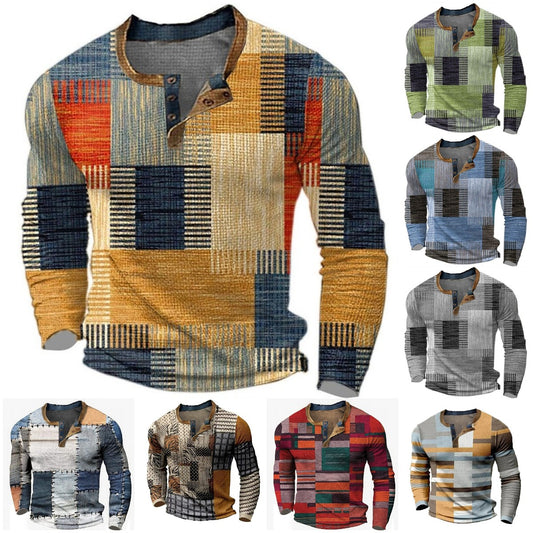 🎁😍[Oferta por tiempo limitado] 👔[S-4XL] Camiseta estampada de manga larga para hombre