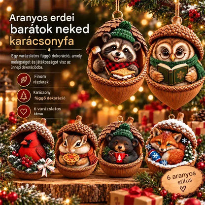 🎉【Vásárolj 6-ot, kapsz 6-ot ingyen】🤩12 termék 8500 Ft-ért 🎁Vadonatúj 2D akril karácsonyi dizájn: fenyőtoboz forma és állatminták