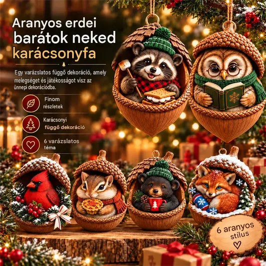 🎉【Vásárolj 6-ot, kapsz 6-ot ingyen】🤩12 termék 8500 Ft-ért 🎁Vadonatúj 2D akril karácsonyi dizájn: fenyőtoboz forma és állatminták