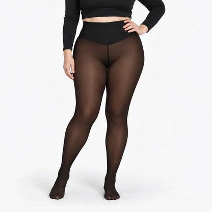 ✨【XS-3XL / 4 colores】 Leggings con forro polar y efecto semitransparente; diseño con una única costura en la parte delantera y trasera. Son leggings semitransparentes que funcionan como capa base.