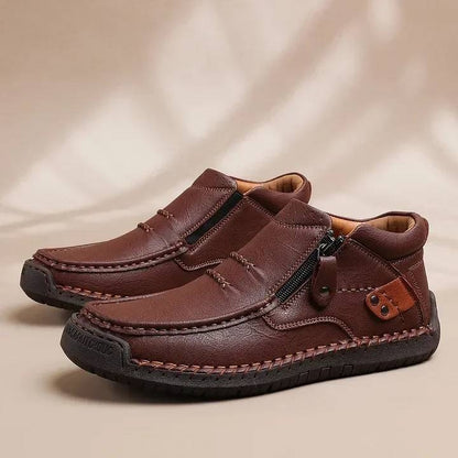 👞【38-48】Pánské řidičské boty, vyrobené z vysoce kvalitní kůže, ručně vyrobené, protiskluzové - široká špička, podpora klenby ✅️Dobírka